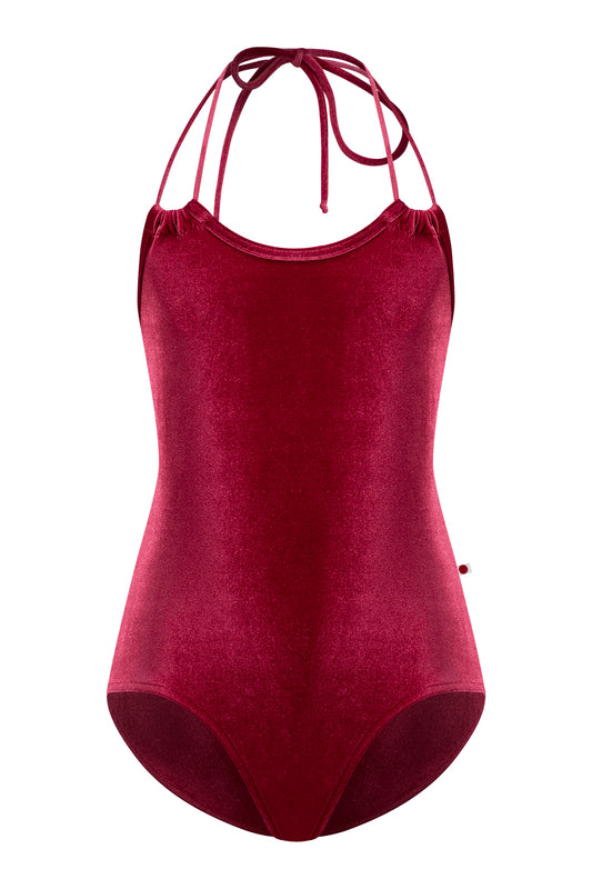 Kids Julia leotard in V-Cerise body & trim color