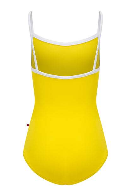 Kids Marisa leotard in T-Buttercup body color with T-White trim color