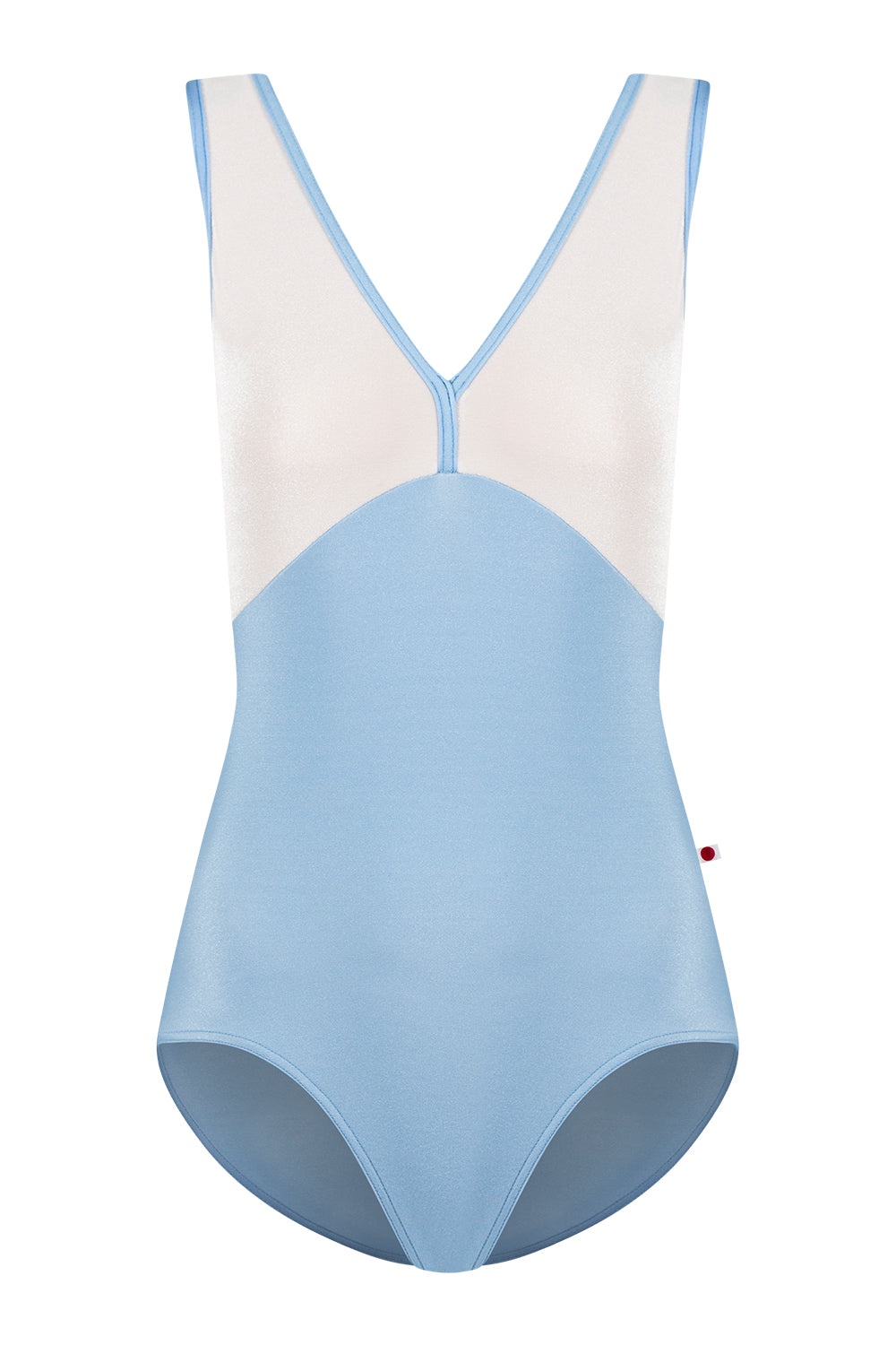 Alicia leotard in N-Moontide body color with V-White & Mesh White top color and N-Moontide trim color