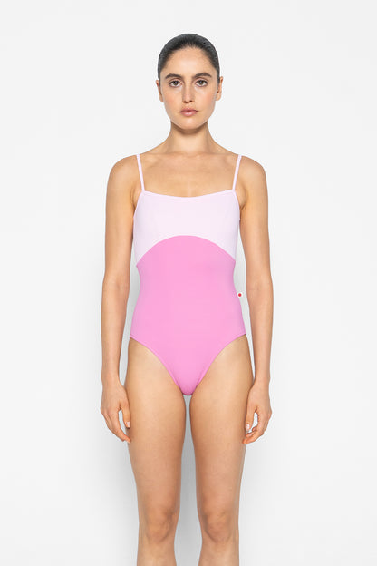Denise leotard in T-Aurora body color with T-Rose top & trim color