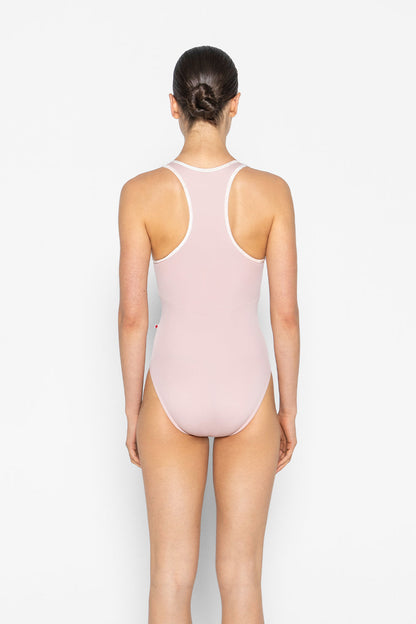 Laura Duo leotard in T-Petal body & tiop color with CV-Misty Rose trim color