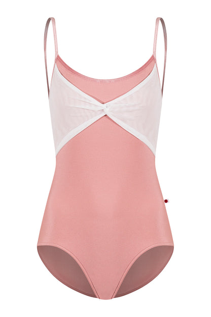 Kathy leotard in N-Antique Rose body color, V-Dreamy trim color with Mesh White overlay