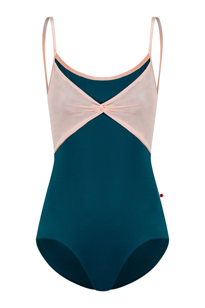 Kathy leotard in T-Zenith body color, V-Blush trim color with Mesh Blush overlay