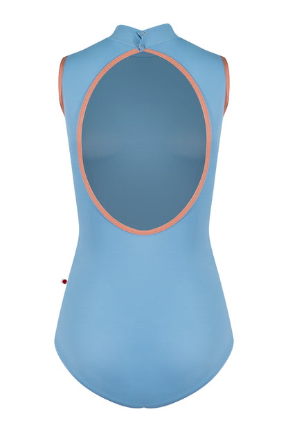 Natasha leotard in T-Bluebell body color with N-Rosewood trim color