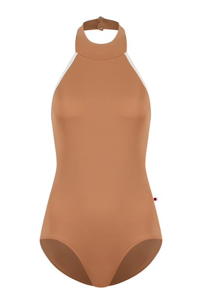 Sarah leotard in T-Sepia body color with N-Antique trim color
