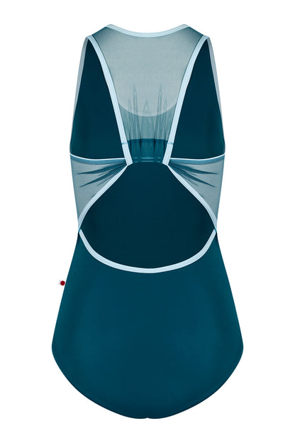 Alex leotard in T-Zenith body color with Mesh Lagoon top color and N-Mirror trim color