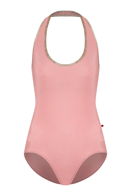 Jaione leotard in N-Antique Rose body color with CV-Toffee trim color