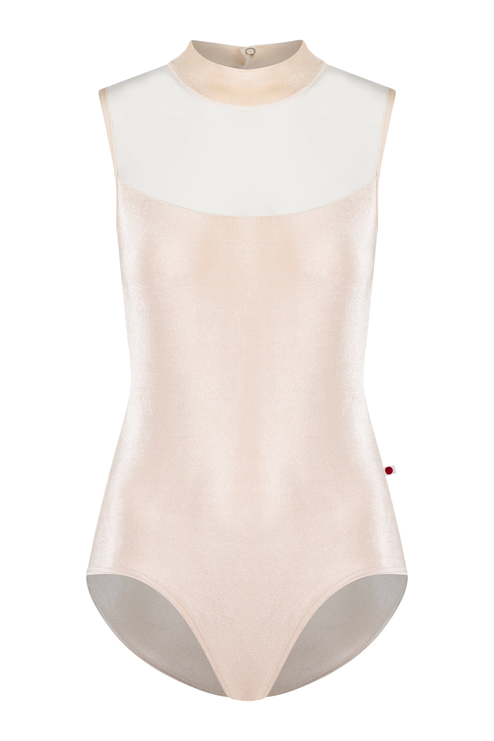 Camila leotard in V-Buttermilk body color with Mesh White top color and N-Pearl trim color