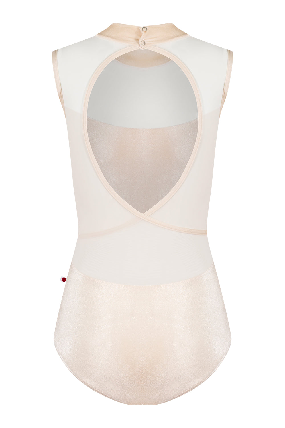 Camila leotard in V-Buttermilk body color with Mesh White top color and N-Pearl trim color