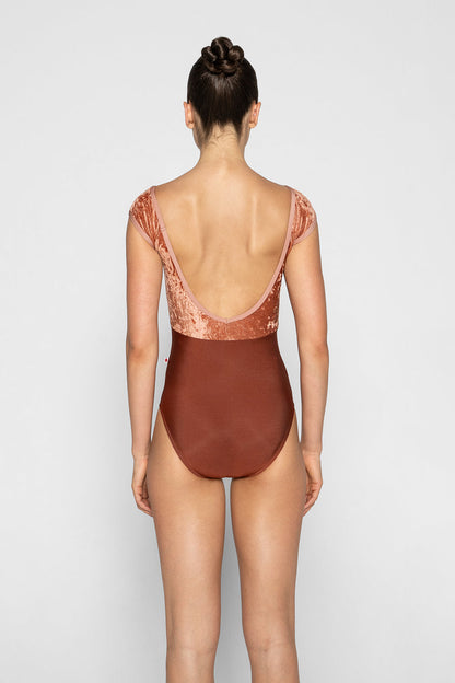 Elli leotard in N-Bronze body color with CV-Amaretto top color and N-Rosewood trim color