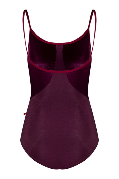 Amanda leotard in N-Opera body color with V-Roxy top color and N-Burgundy trim color