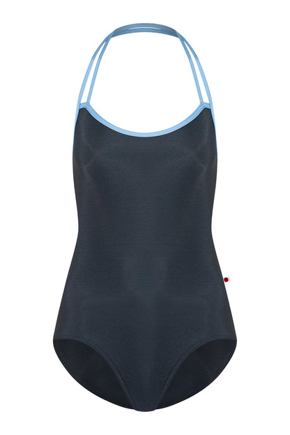 Lena leotard in N-Titanium body color with  N-Moontide trim color