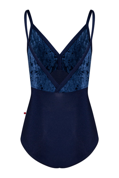 Kids Daria leotard in N-Dark Blue body & trim color with CV-Dark Blue top color