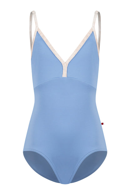 Kids Daria leotard in T-Paradise body & top color with CV-Misty Rose trim color