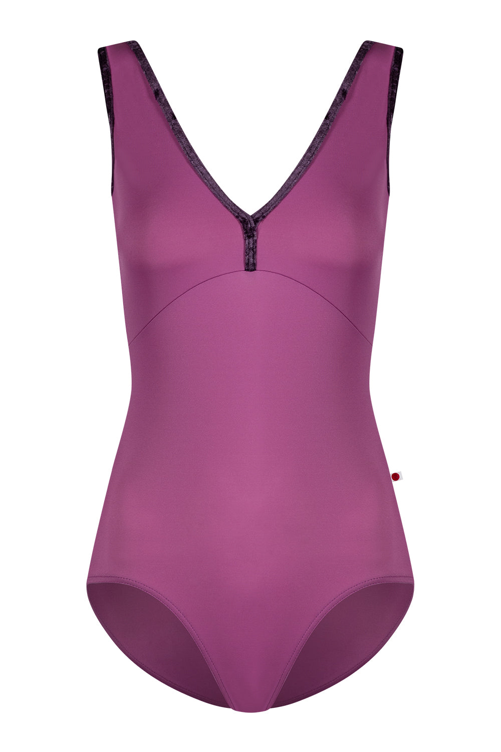 Alicia leotard in T-Vineyard body & top color with CV-Eggplant trim color