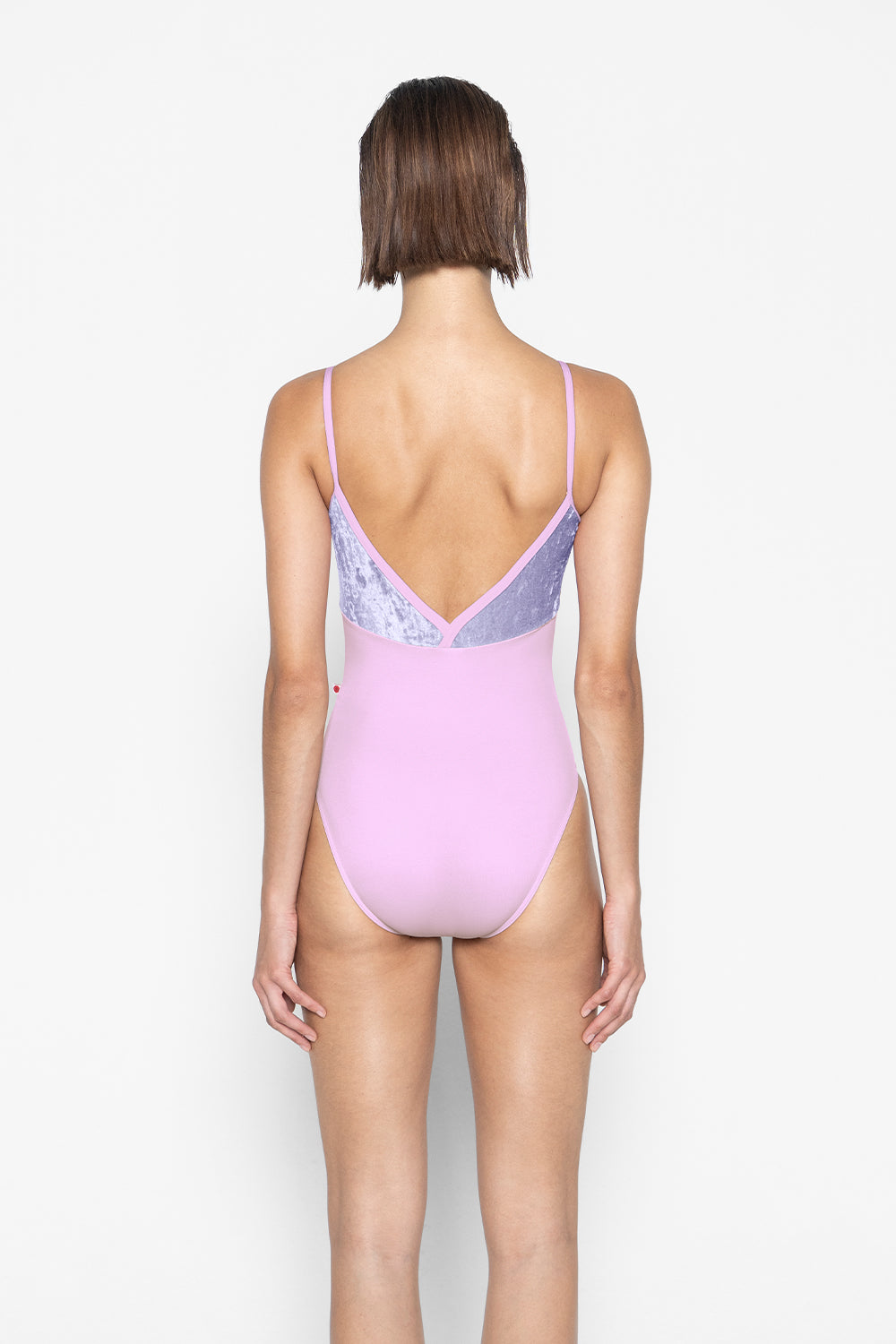 Daria leotard in T-Ribbon body & trim color with CV-Angelic top color