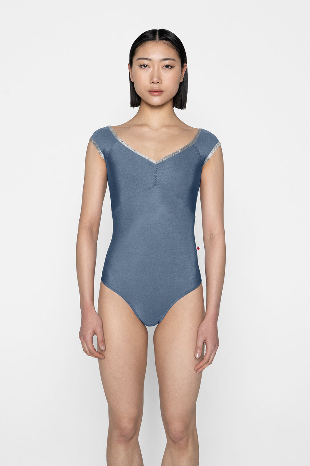 Elli leotard in N-Riva body & top color with CV-Silver trim color