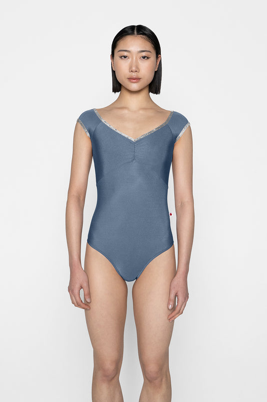 Elli leotard in N-Riva body & top color with CV-Silver trim color