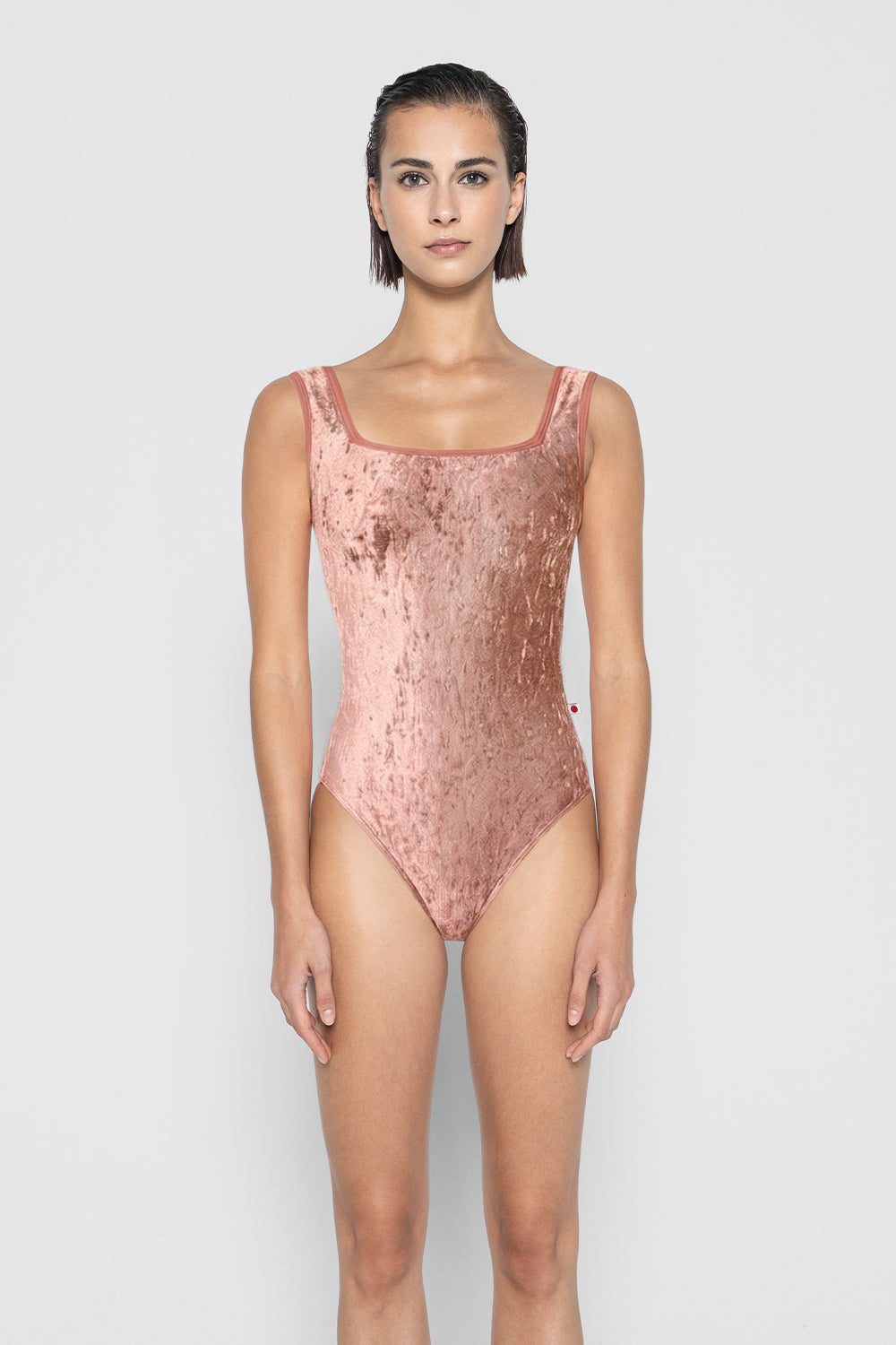 Marieke leotard in CV-Pecan body color with N-Rosewood trim color