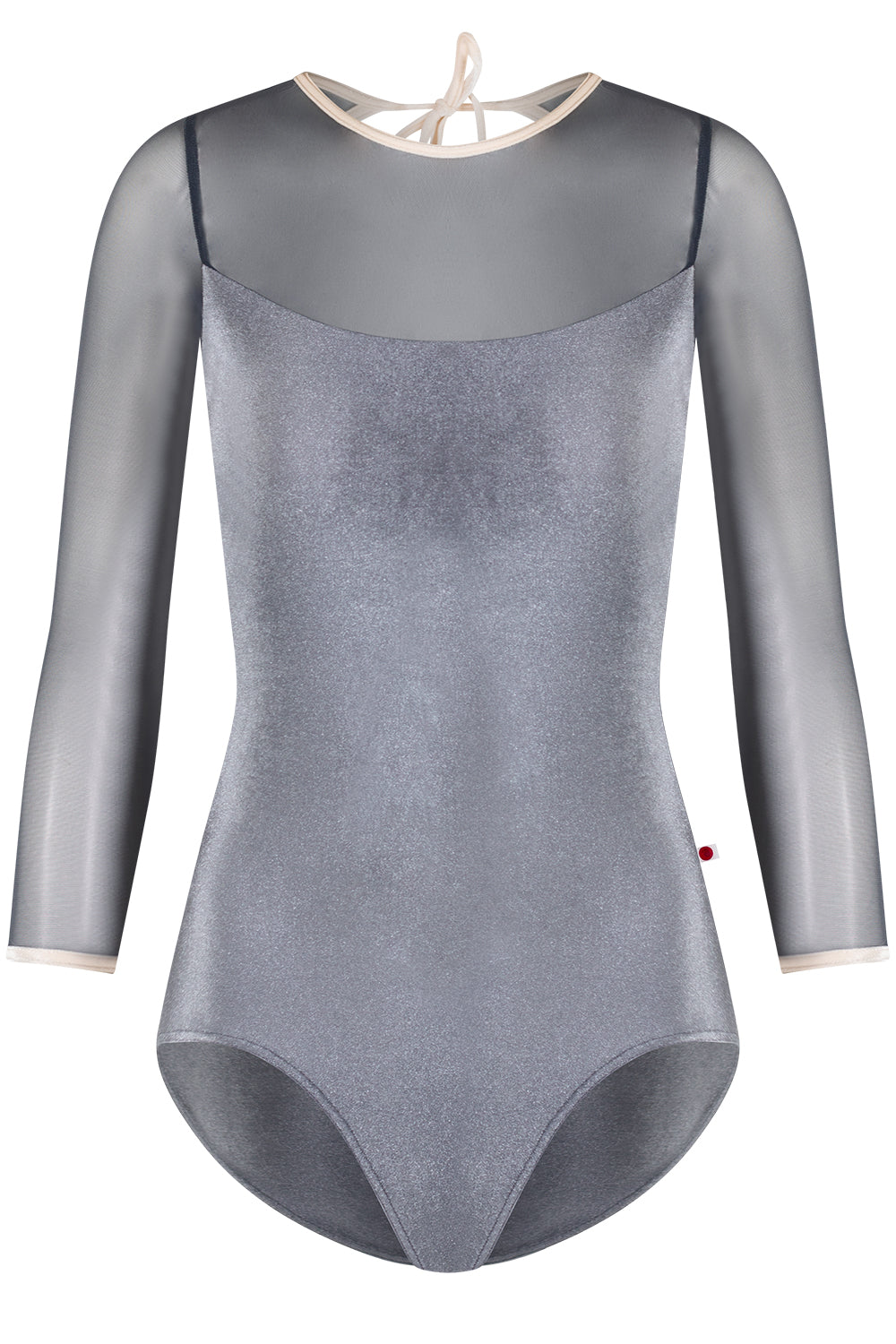 Olivia leotard in V-Steel body color with Mesh Titanium top color & 3Q sleeves and V-Buttermilk trim color