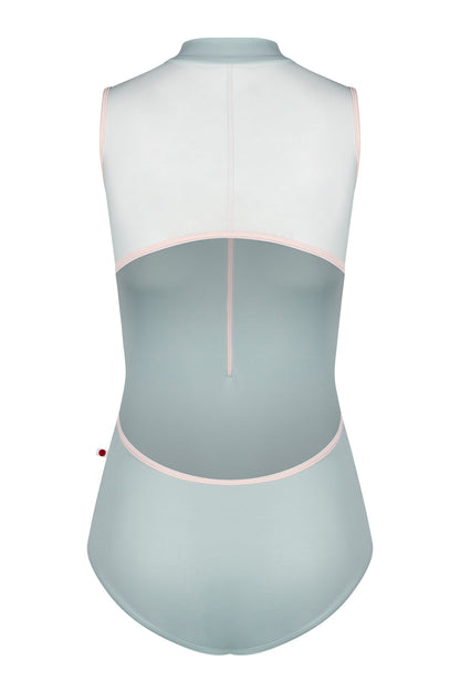 Charlotte leotard din T-Whisper body color with Mesh Whisper top color and T-Misty Rose trim & zipper color