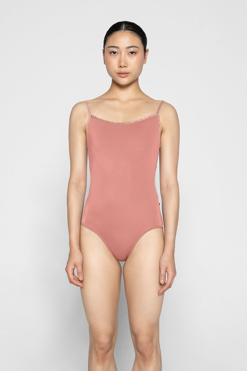 Kiki leotard in T-Nectar body color with CV-Pecan trim color
