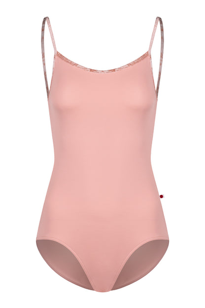 Kiki leotard in T-Nectar body color with CV-Pecan trim color