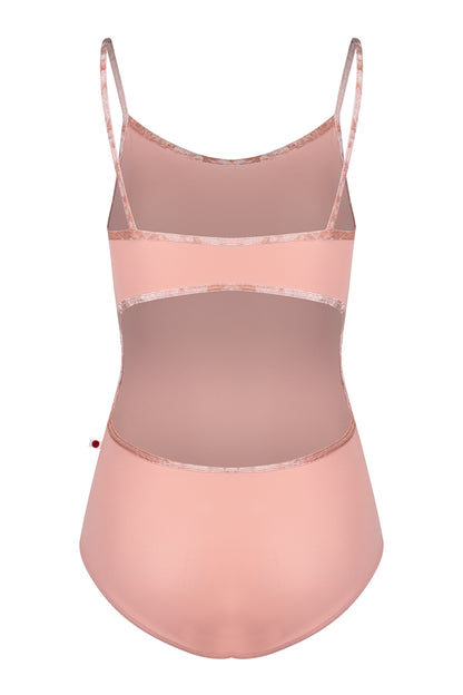 Kiki leotard in T-Nectar body color with CV-Pecan trim color