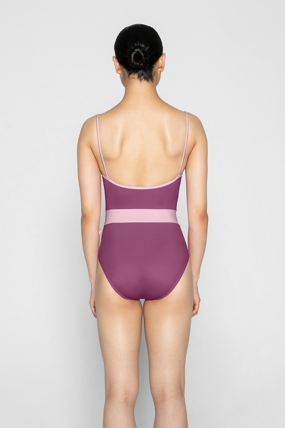 Micah leotard in T-Vineyard body & top color with N-Magic trim & middle band color