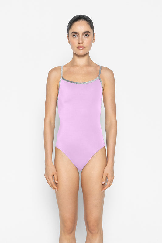 Nadja leotard in T-Ribbon body color with CV-Silver trim color