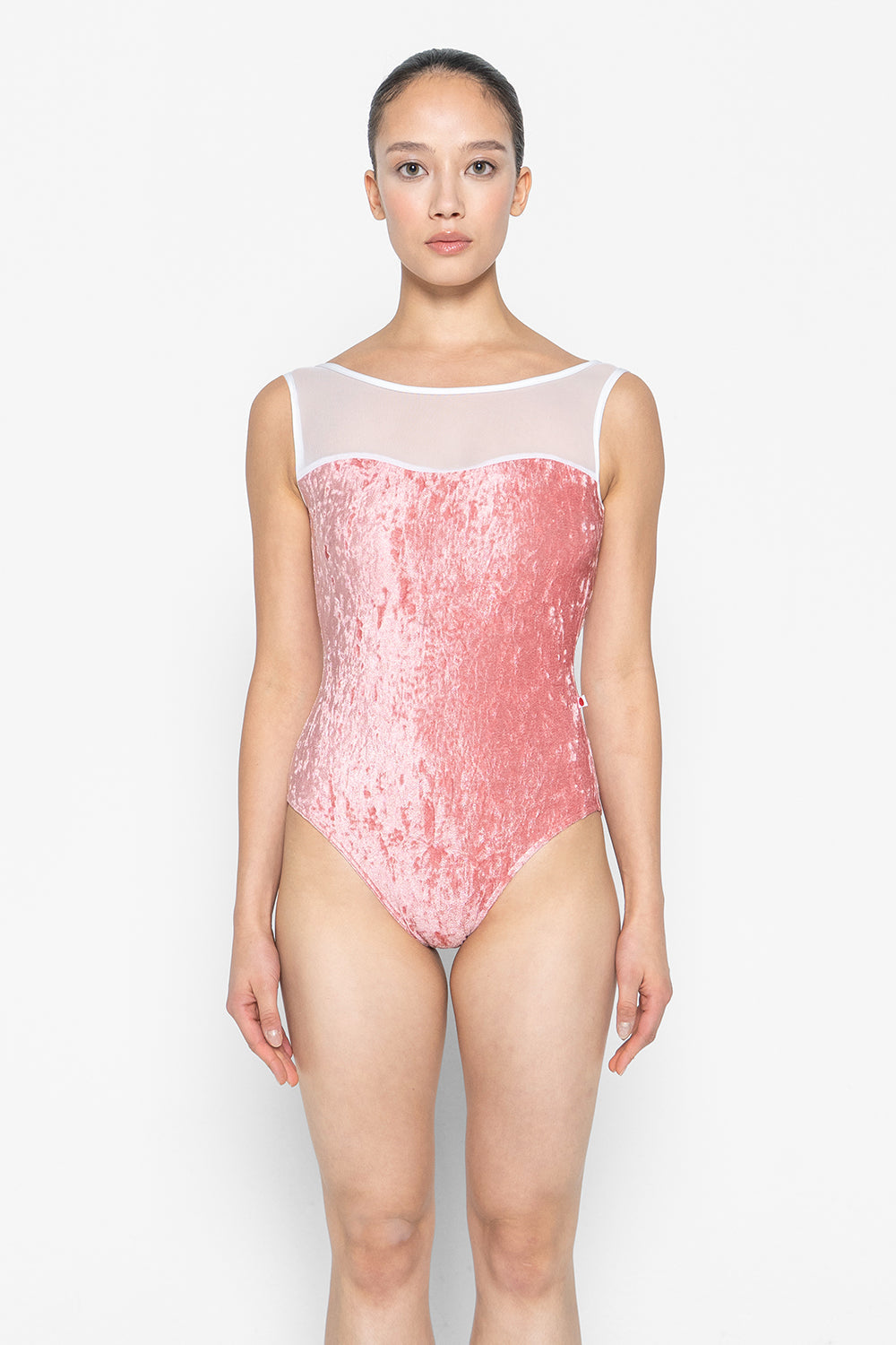 Jane leotard in CV-Romance body color with Mesh White top color and N-White trim color