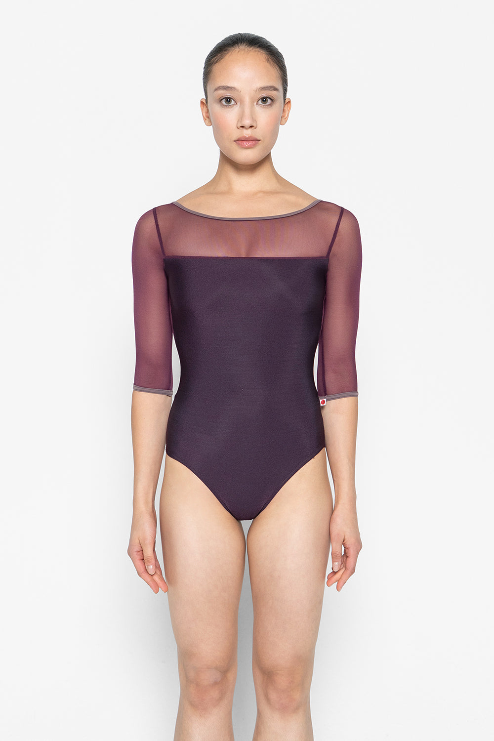 Meagan leotard in N-Opera body color with Mesh Opera top color & half sleeves and T-Phantom trim color