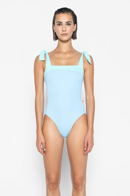 Mimi leotard in T-Pool body color with T-Frozen top color