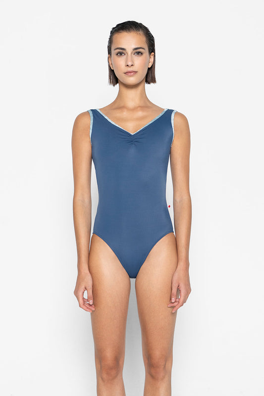 Anna Pinch leotard in T-Storm body color with CV-Ice trim color