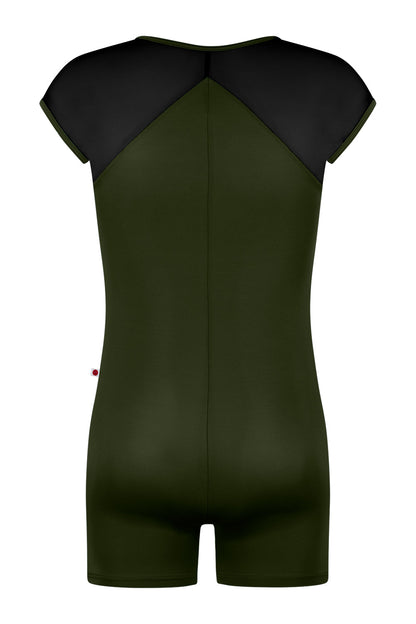 Daniil semi-unitard in T-Jungle body color with T-Black top color, T-Jungle trim color and T-Black zipper color