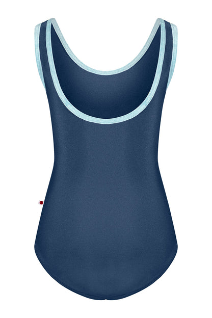 Kids Anna leotard in T-Storm body color with CV-Ice trim color