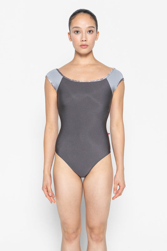 Wendy leotard in N-Shadow body color with N-Sterling sleeve color and CV-Phantom trim color