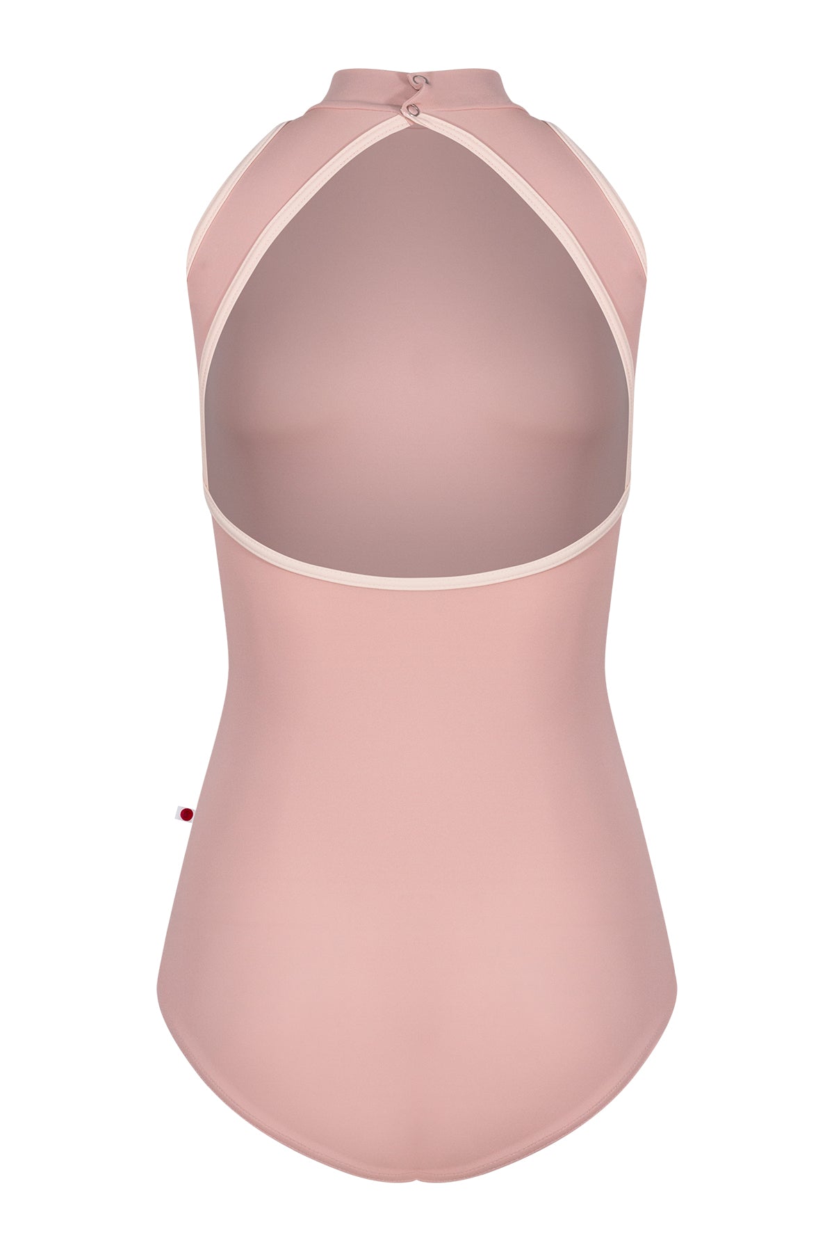Noe leotard, dusty-rose with a high halter neck and open sides.