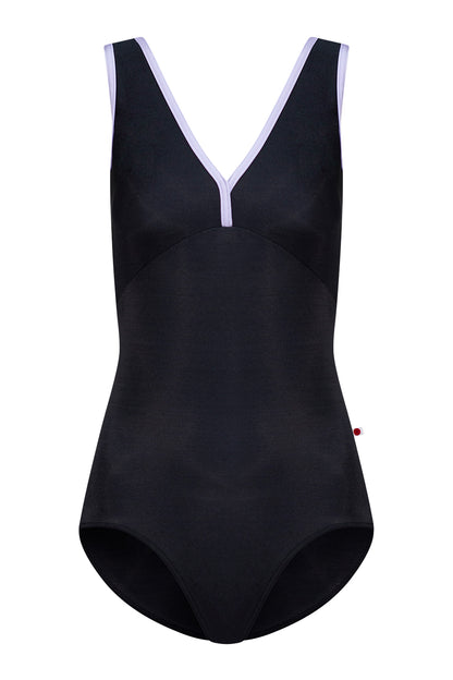 Alicia leotard in N-Black body & top color with N-Poem trim color