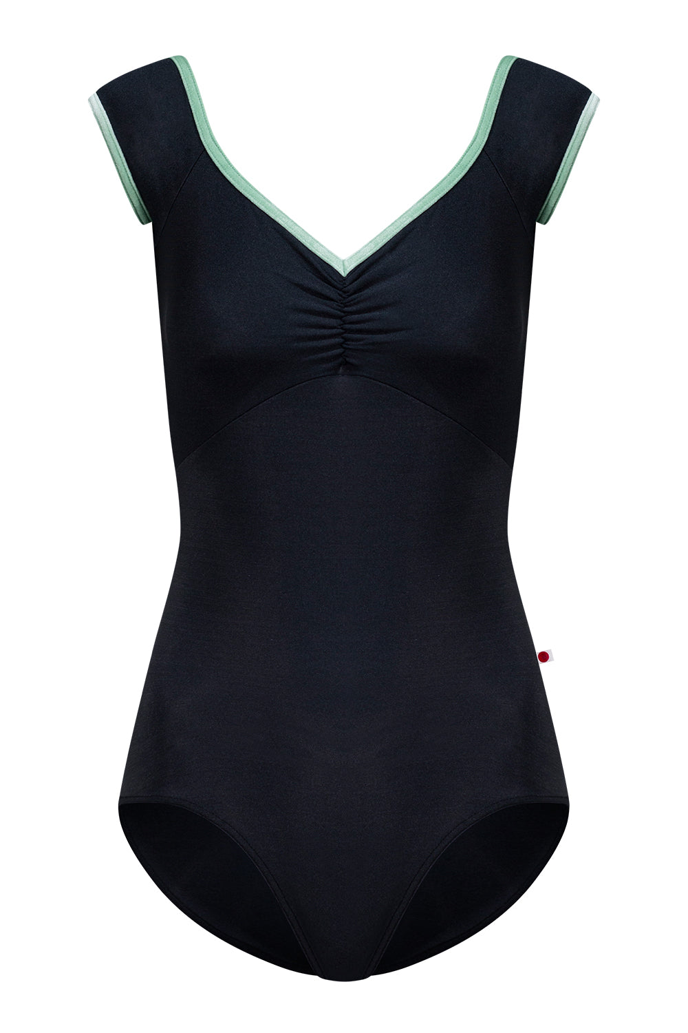 Elli leotard in N-Black body & top color with V-Meadow trim color