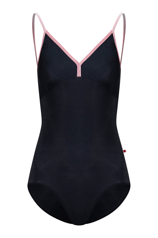 Kids Daria leotard in N-Black body & top color with V-Dreamy trim color