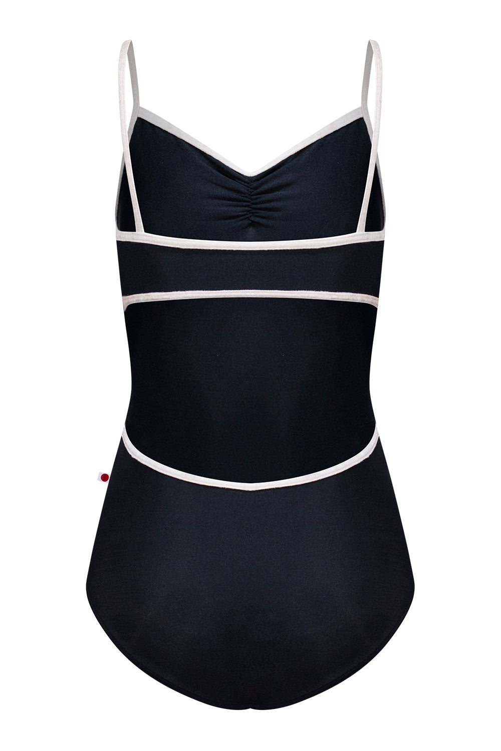 Kiki leotard in N-Black body color with CV-Misty Rose trim color