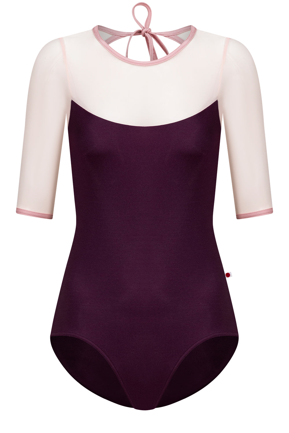 Olivia leotard in N-Opera body color with Mesh Blush top color & half sleeves and N-Antique Rose trim color