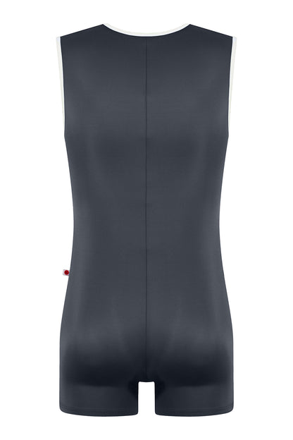 Tibo semi-unitard in T-Titanium body color with T-White trim & zipper color