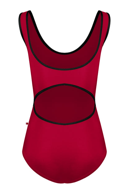 Veronique leotard in N-Berry body color with T-Black trim color