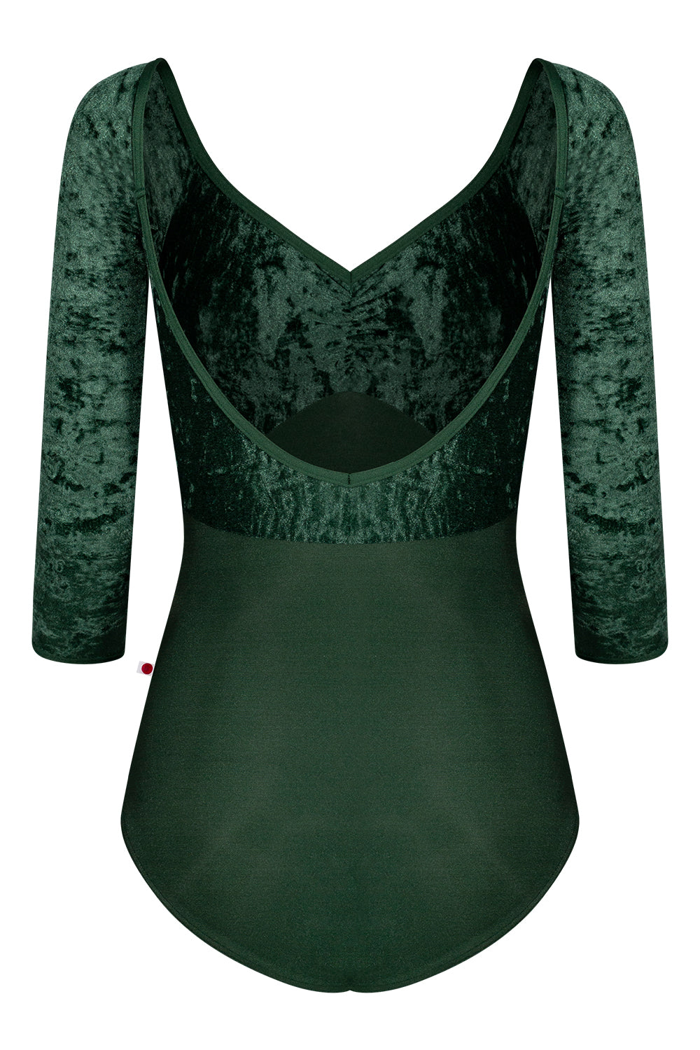 Elli leotard in N-Huntress body color with CV-Pine top color and N-Huntress trim color. Features 3Q sleeves