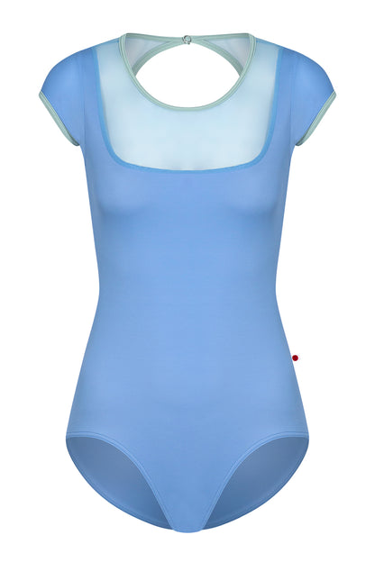 Cynthia leotard in T-Paradise body color with Mesh Glacier top color and T-Whisper trim color