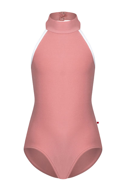 Kids Sarah leotard in N-Antique Rose body color with T-White trim color