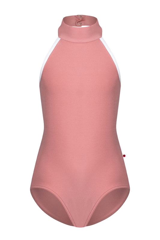 Kids Sarah leotard in N-Antique Rose body color with T-White trim color