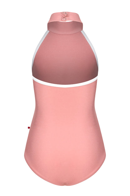 Kids Sarah leotard in N-Antique Rose body color with T-White trim color